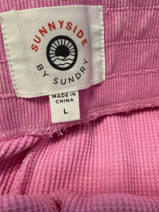 Sundry Sonnyside Pink Waffle Knit Wide Leg Pants Large Lounge Relaxed Fit - Picture 6 of 11